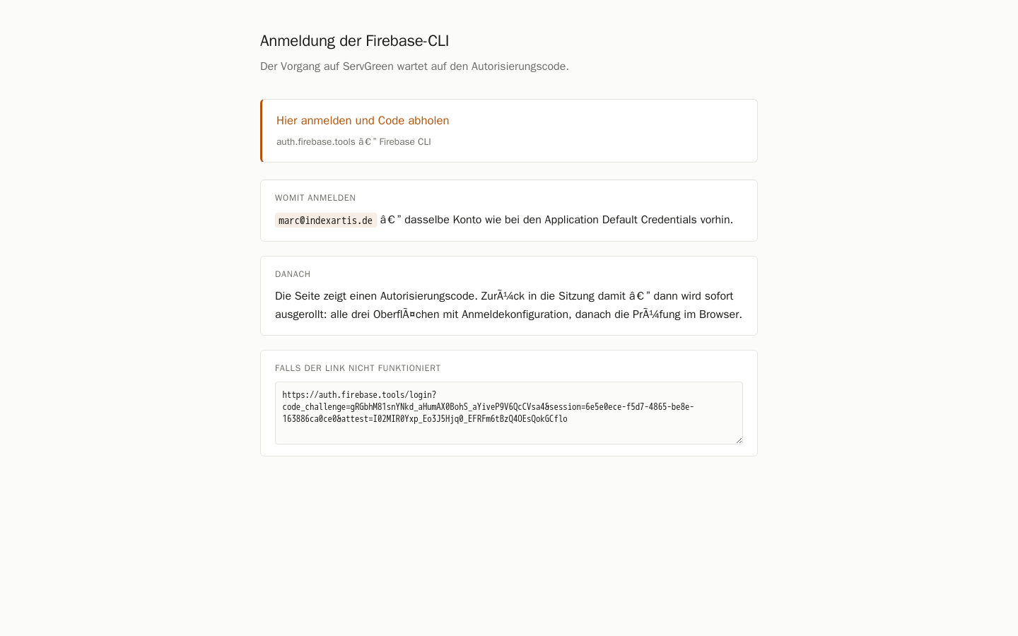 Vorschau Firebase Anmeldung